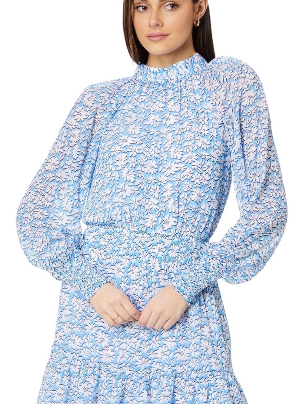 Lilly Pulitzer Lunar Blue Dress with White Floral Petals